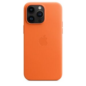 Capa de couro com MagSafe para iPhone 14 Pro Max – Laranja